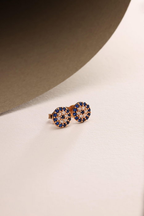 Heliophilia Silver Pendientes de Plata de Ley 925 en Oro Rosa y Azul Oscuro